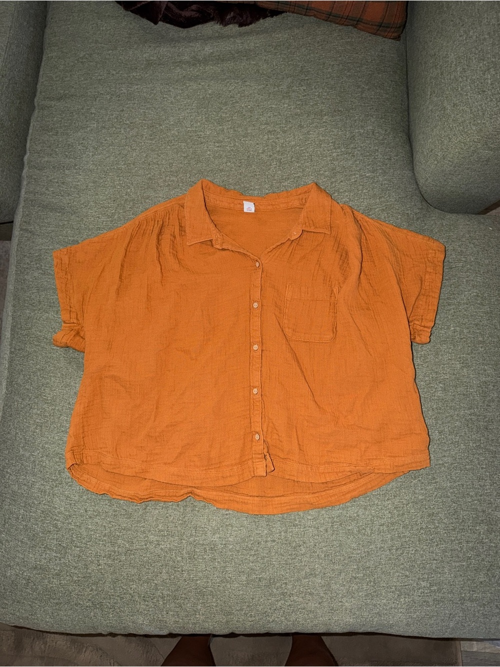 Old Navy Orange Short-Sleeve Button-Down Shirt